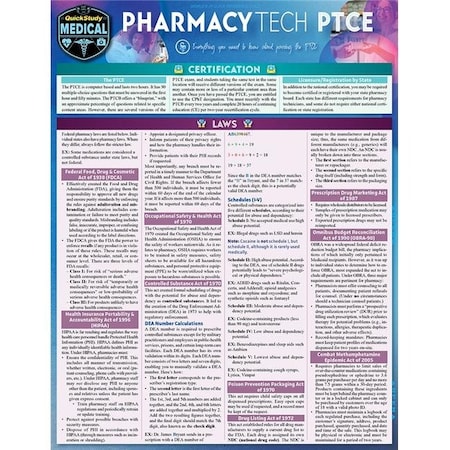 BarCharts 9781423238768 Pharmacy Technician - PTCE Laminated Reference Guide